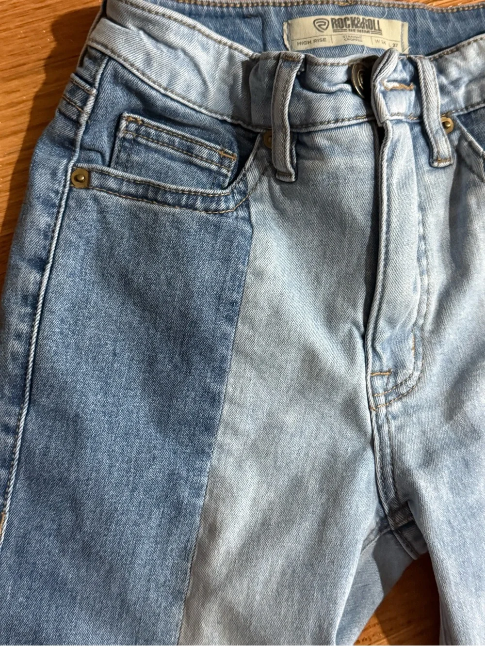 Rock & Roll Denim Two-Tone High Waist Jeans Sz 25 Women’s NWOT